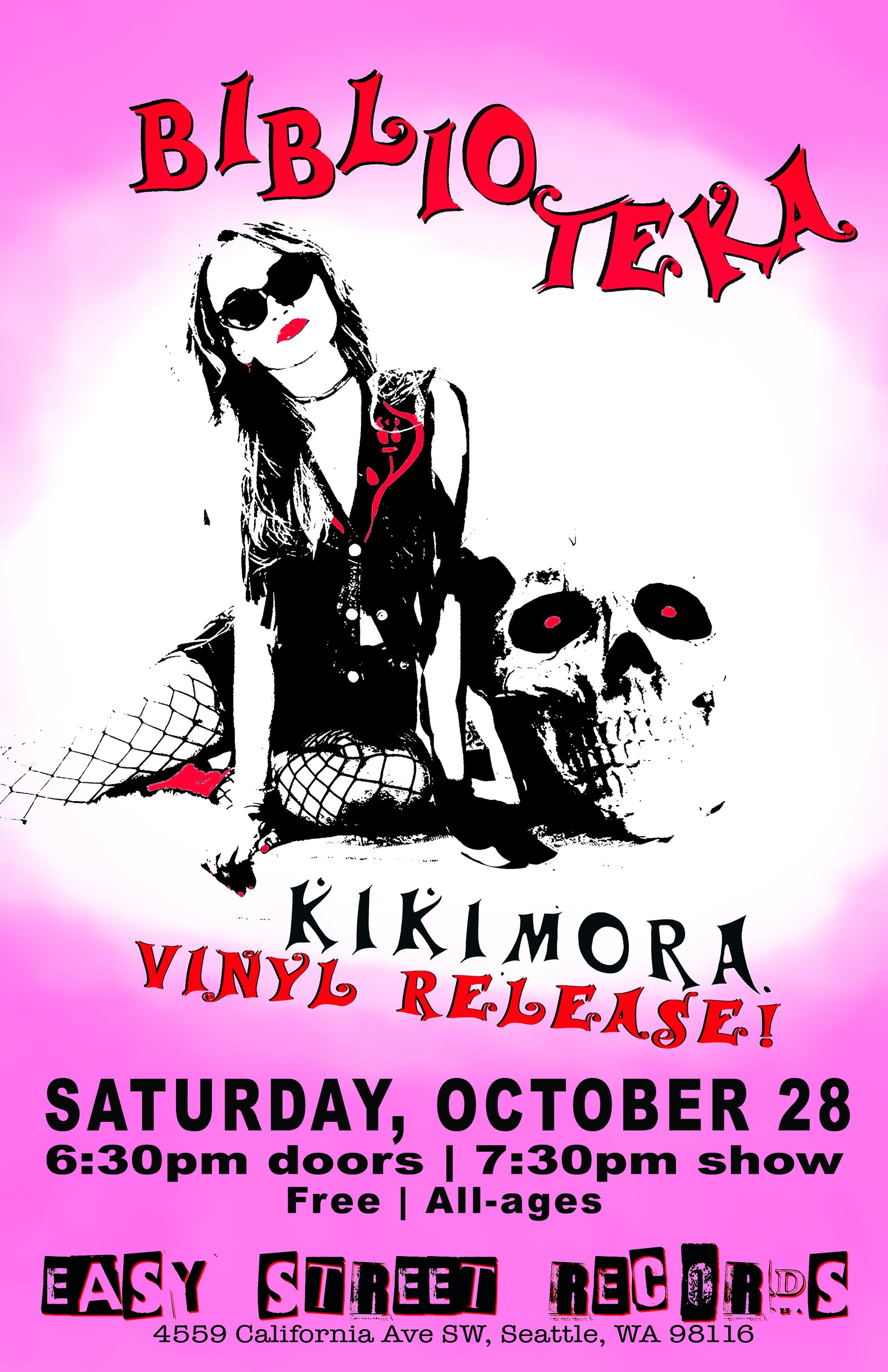 Biblioteka Kikimora vinyl release show poster at Easy Street Records